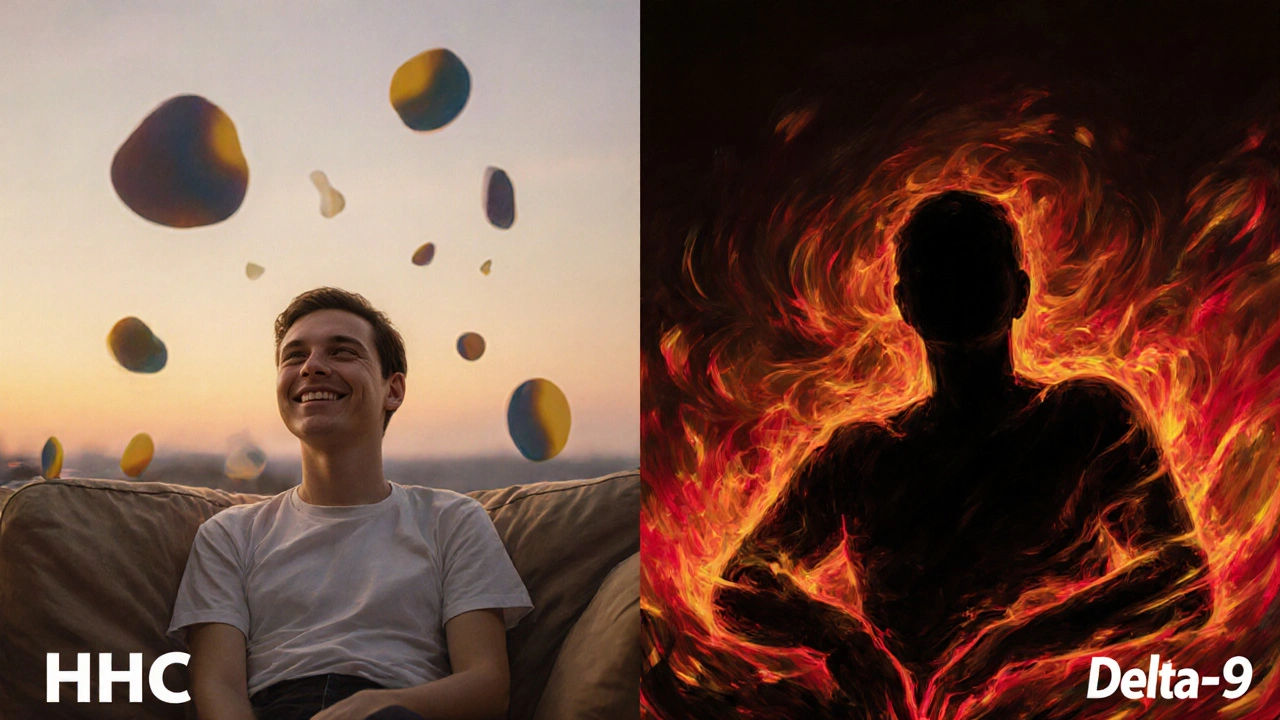 Zwei Stimmungen: ruhige Entspannung vs. intensive Wirkung, symbolisch dargestellt.