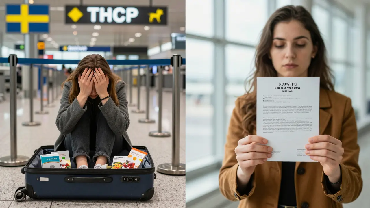 Gegensatz: versteckte THCP-Gummibärchen vs. legaler CBD-Produkt mit Labortest