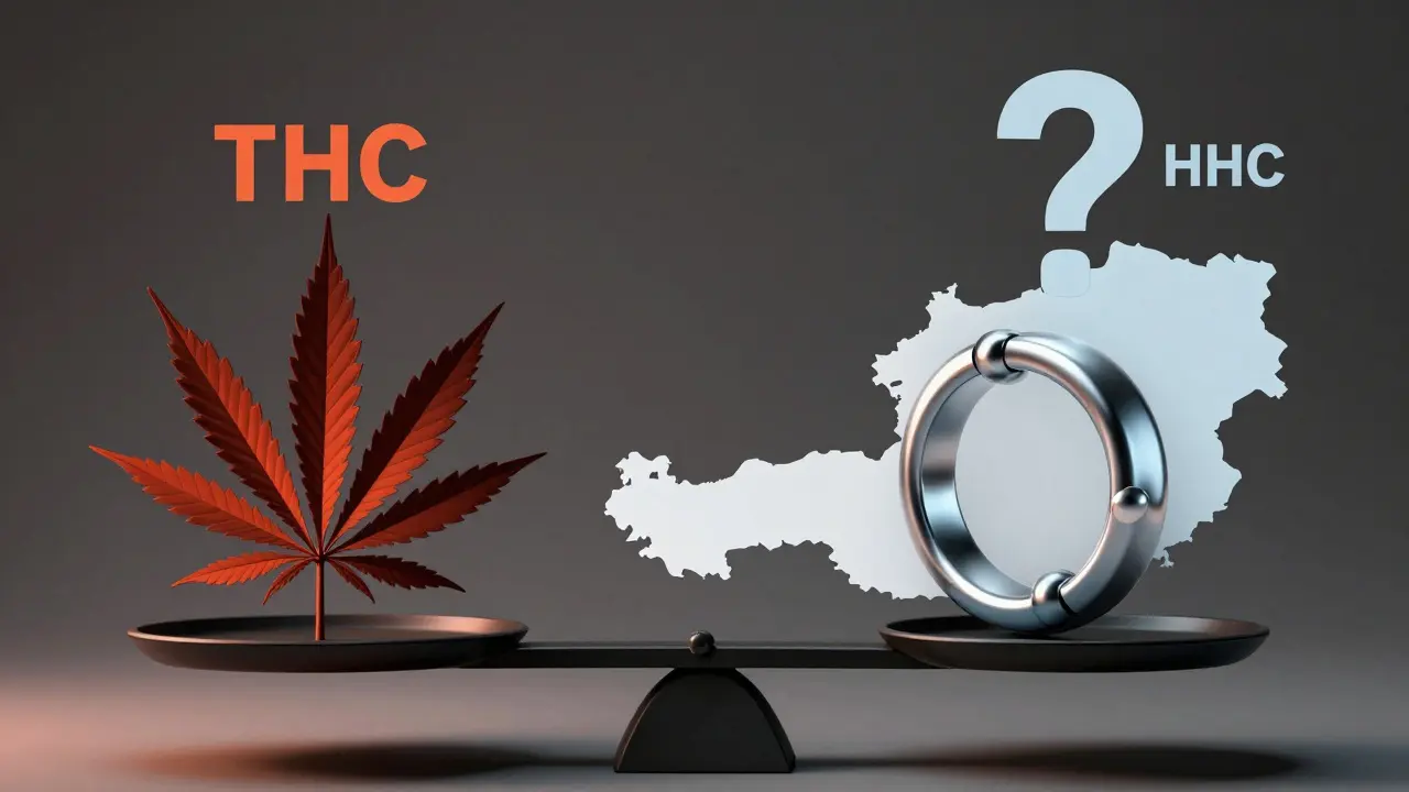 Waage mit THC und HHC: dunkle, intensive Seite vs. sanfte, silberne Struktur