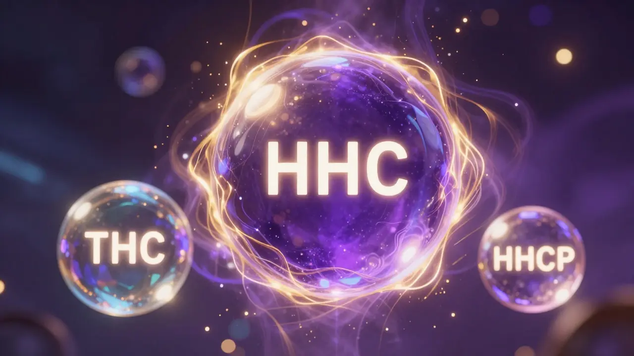 Abstrakte Darstellung der intensiven Energie und Stärke von HHCP im Vergleich zu THC.