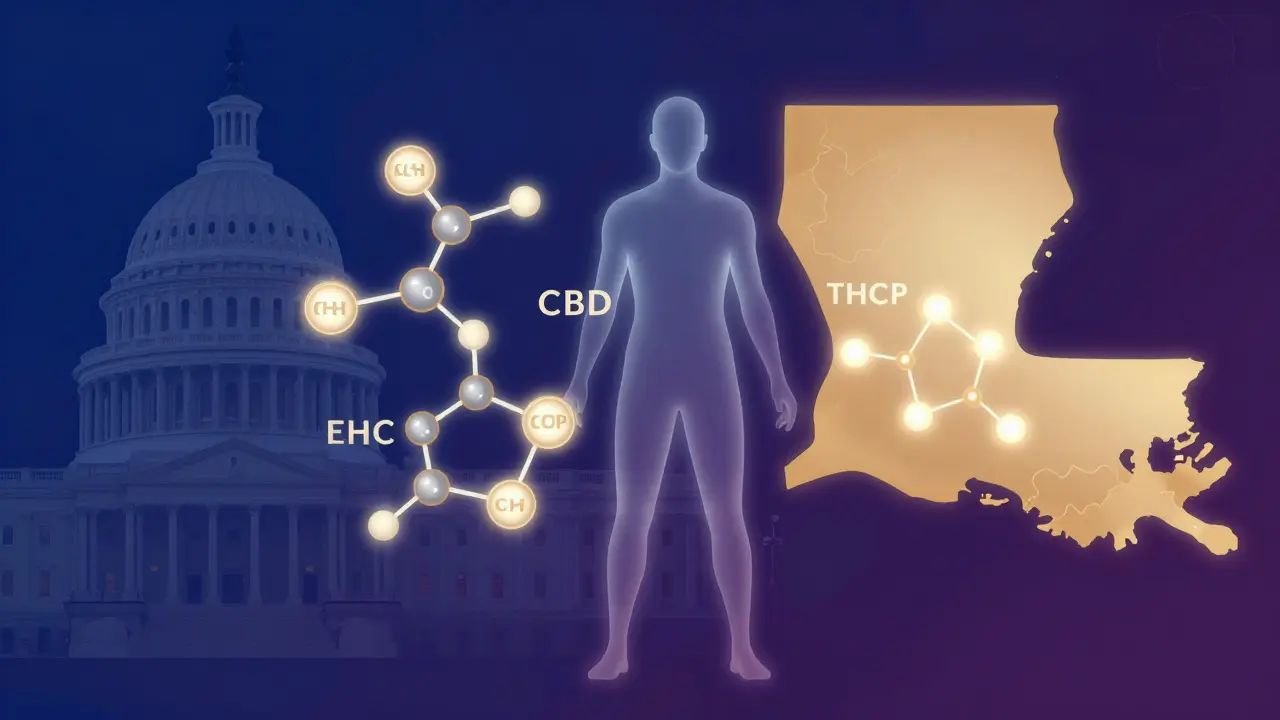 Abstrakte Illustration der rechtlichen Grauzone für Cannabinoide in Louisiana