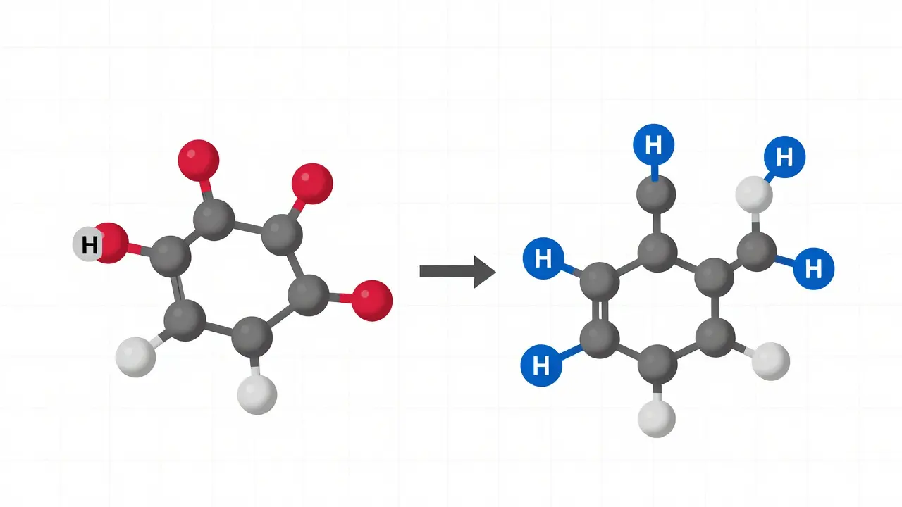 Chemische Strukturveränderung von CBD zu HHC