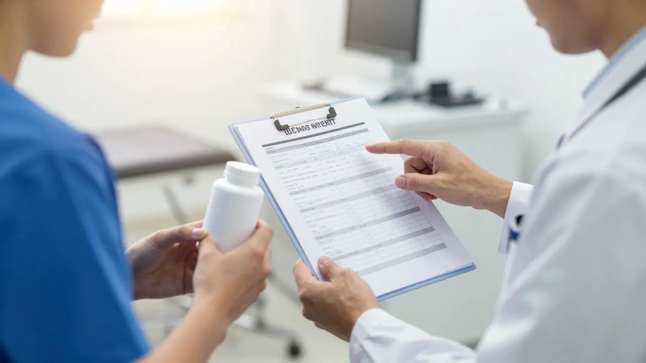 Patient bespricht CBD-Einnahme mit Arzt in der Klinik