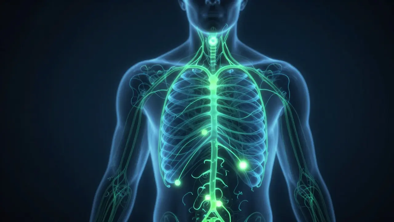 Abstrakte Darstellung des Endocannabinoid-Systems im Körper