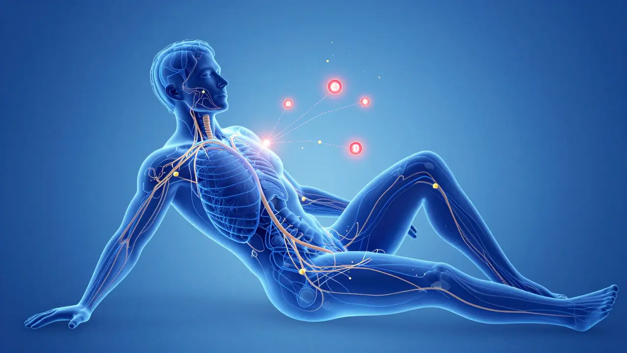 Abstrakte Darstellung von CBD und Nervensystem
