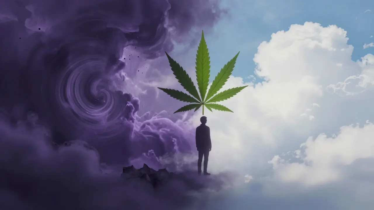 Konzeptionelle Darstellung von Ruhe durch CBD im Gegensatz zu Angst