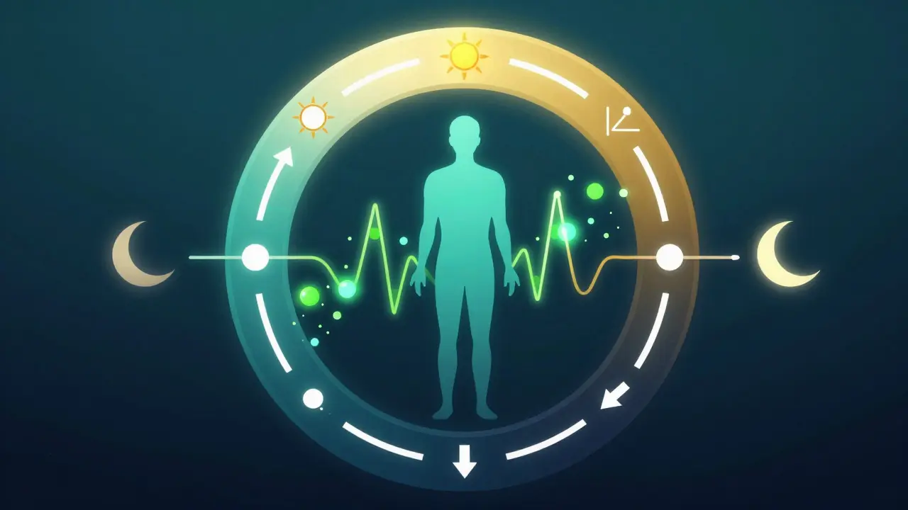 Abstract graphic of circadian rhythm and cannabinoid effects