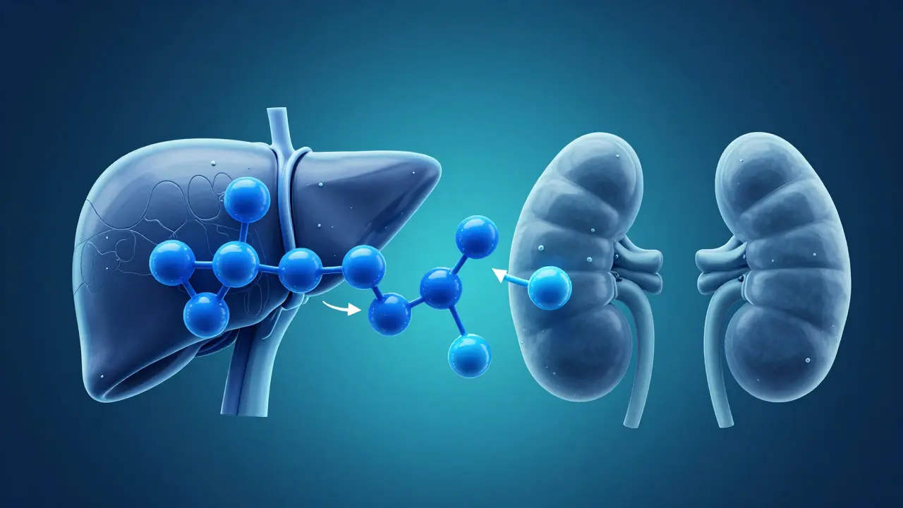 3D-Visualisierung des CBD-Stoffwechsels in Leber und Nieren