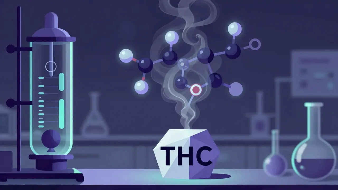 Abstract illustration showing molecular structures during distillation process