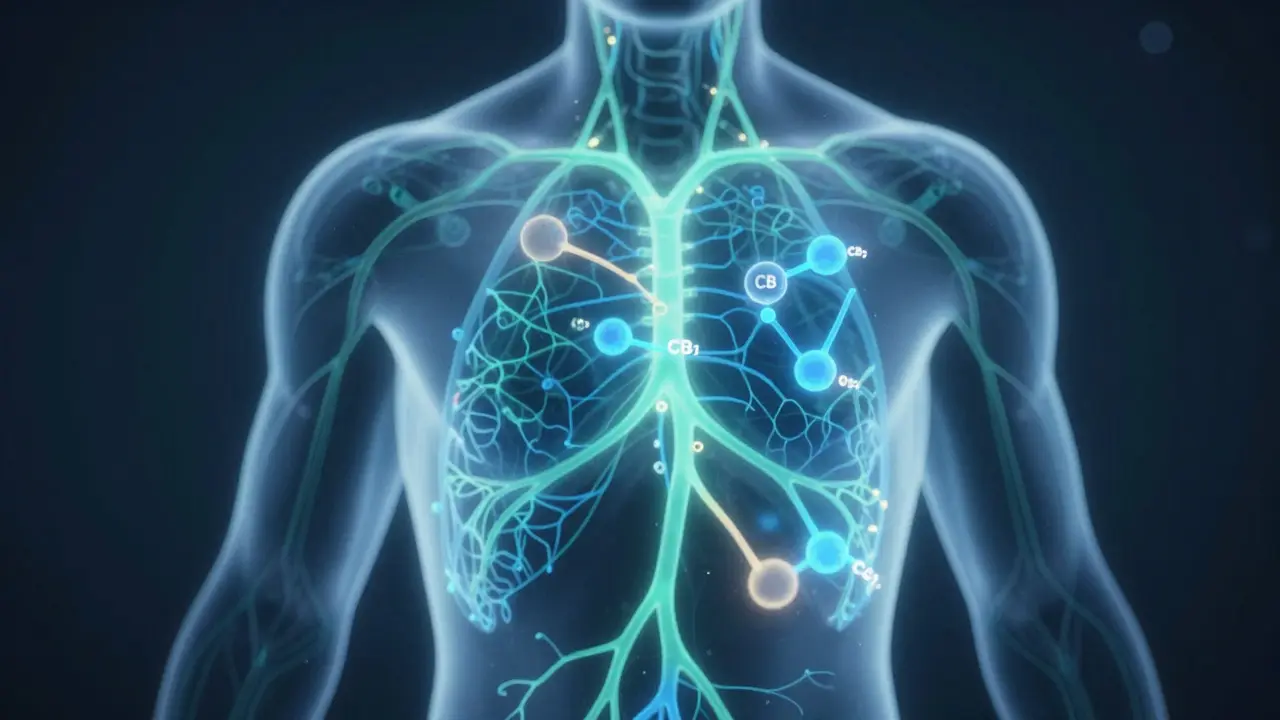 Abstrakte Darstellung des Endocannabinoid-Systems im menschlichen Körper