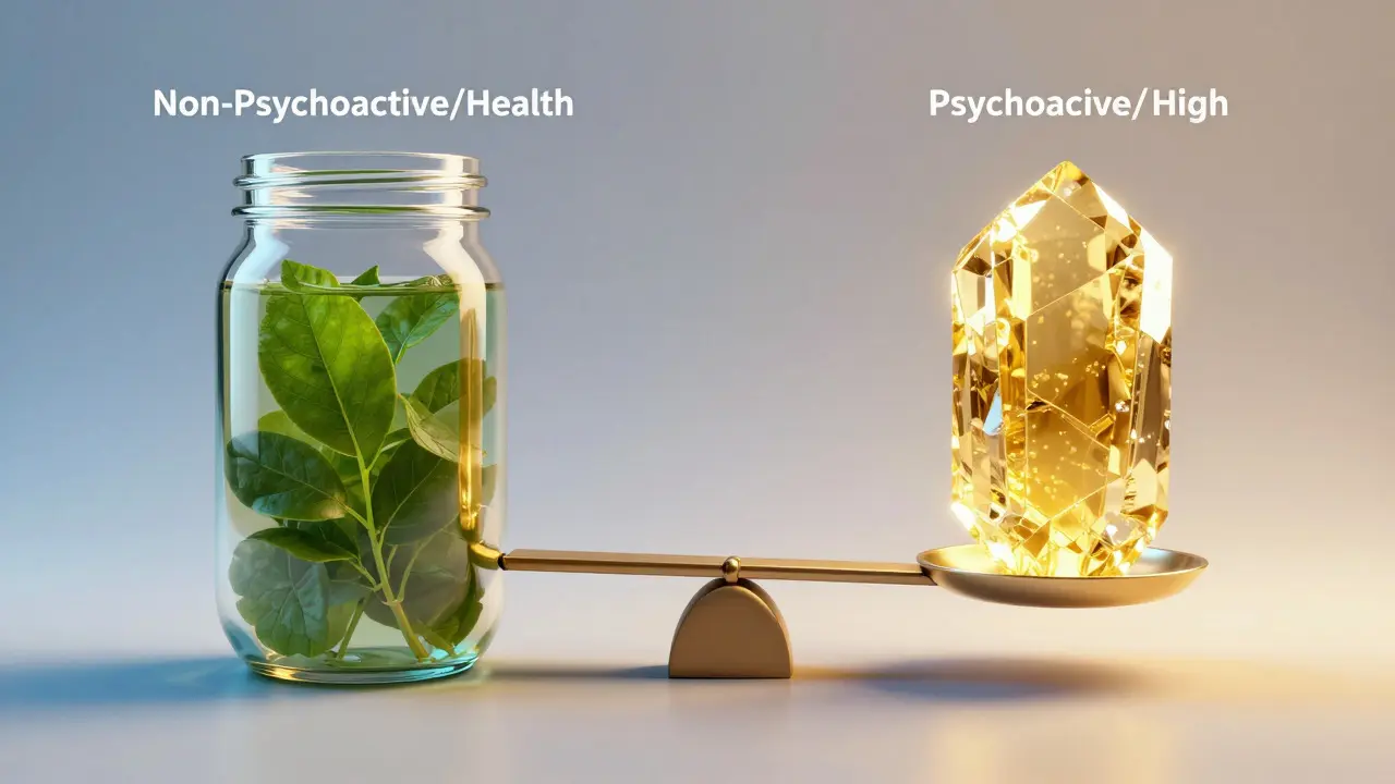 Konzeptkunst: Unterschied zwischen medizinischem THCA und psychoaktivem THC