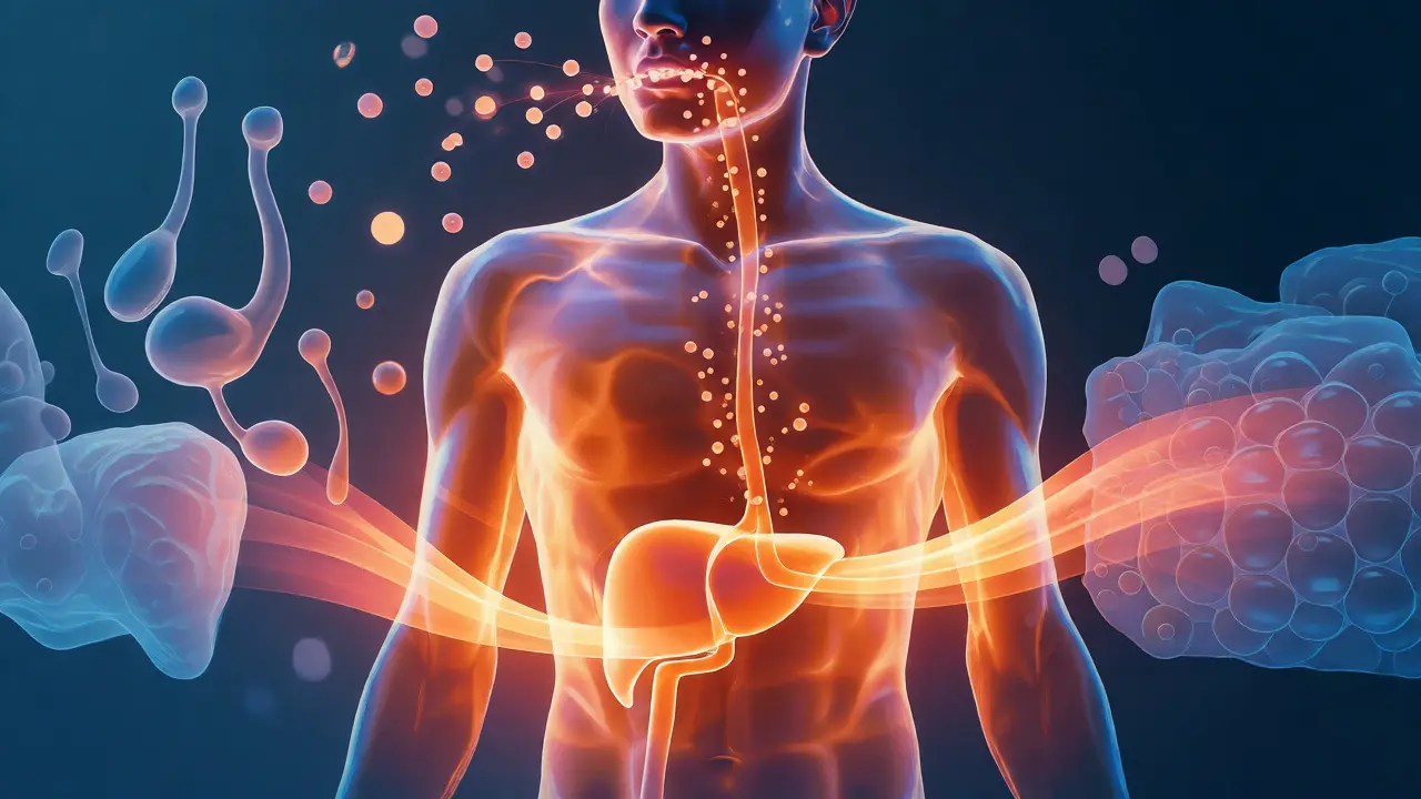 Konzeptionelle Darstellung des Endocannabinoid-Systems und der Stoffwechselprozesse im Körper
